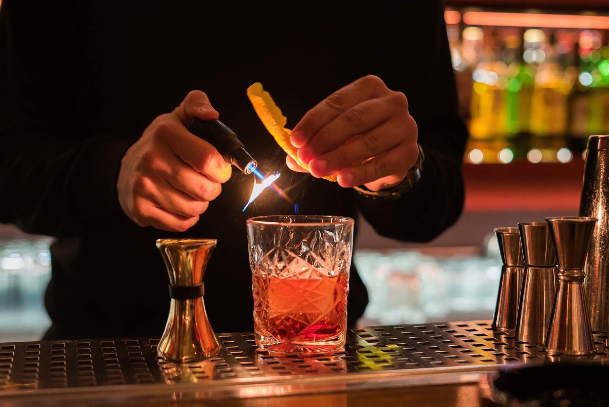 An expertly crafted cocktail served in the warm, intimate setting of Baccara Bar in Lefkada Town.